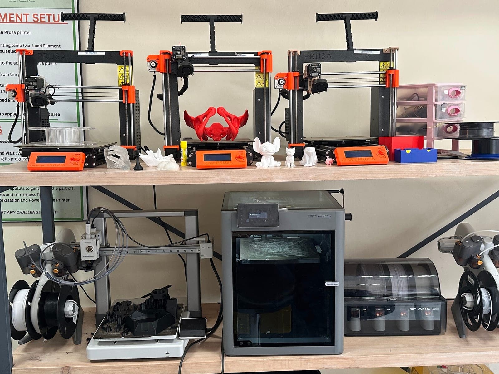 3D printers on the studio rack