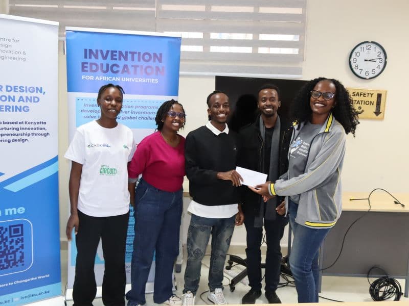 Design challenge winners receiving their award